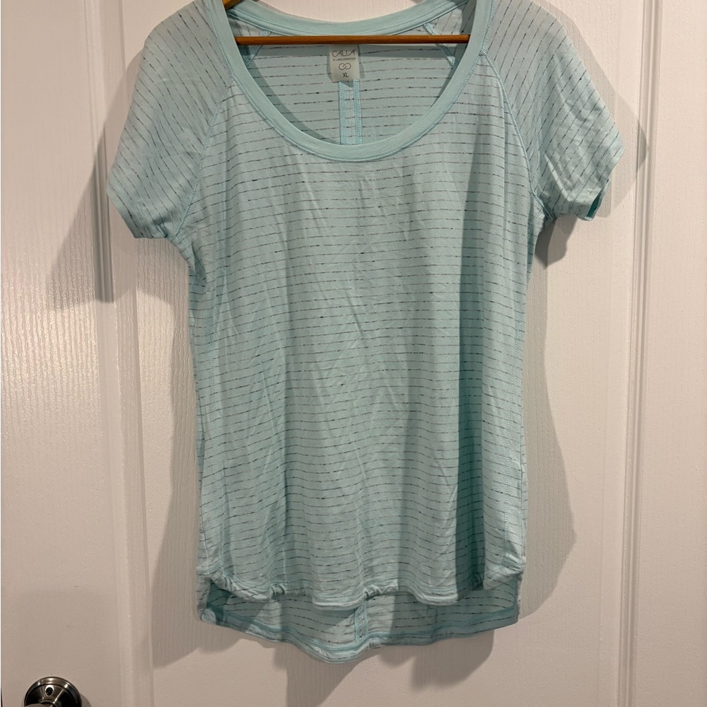 CALIA by Carrie Underwood Light Blue Striped Tee